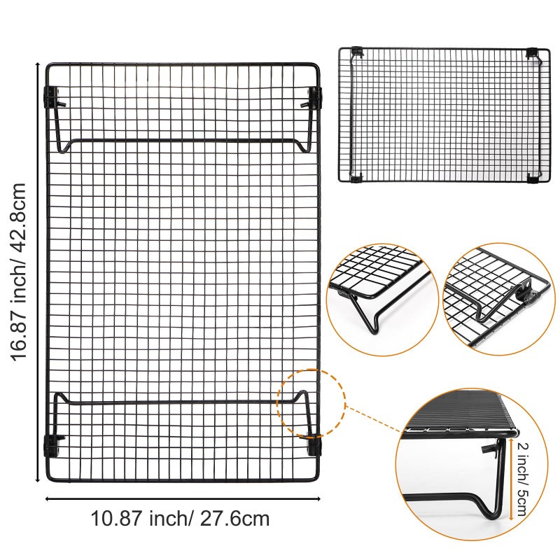 Kingrol 2-Piece Cooling Rack with Collapsible Folding Legs - for Cooking, Roasting, Drying, Grilling (Black) - Image 3